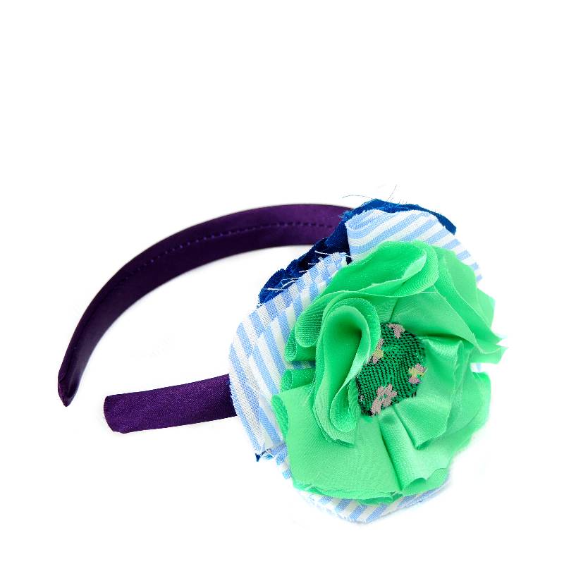 Le Troisieme Songe Cerchietto per capelli verde scuro con fiore in tessuto. Cerchietti. Fatto a mano. Hand made. Accessori per capelli.